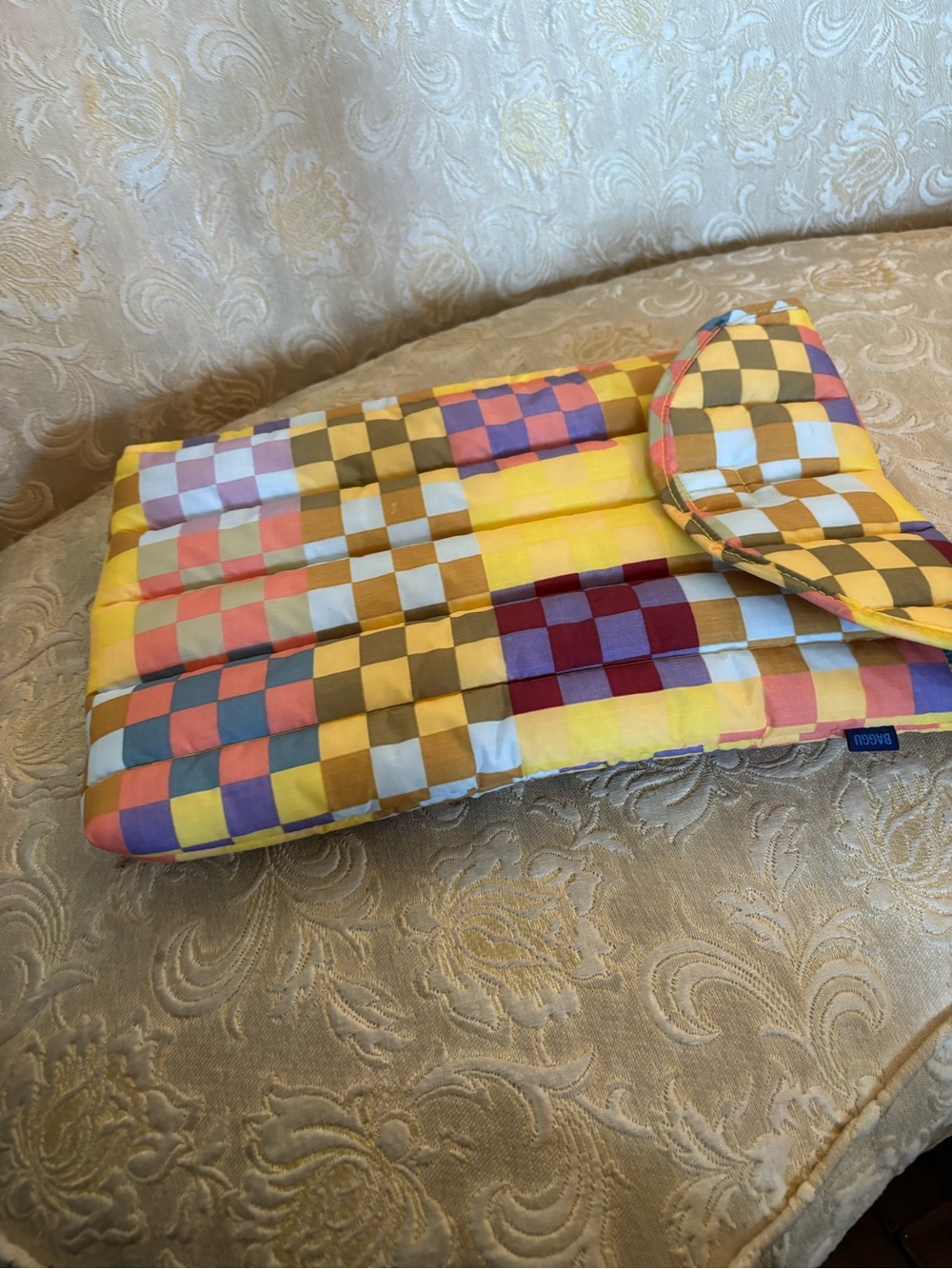 Baggu Colorful Checkered Quilted labtop pouch